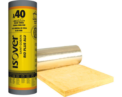 Vata Minerala de Sticla Isover Rio PLUS ALU 50x1200x12000 mm cu Folie de Aluminiu