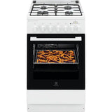 Aragaz ELECTROLUX Steambake LKK560000W, 4 arzatoare, Gaz + Electric, L 50 cm, Grill, Alb