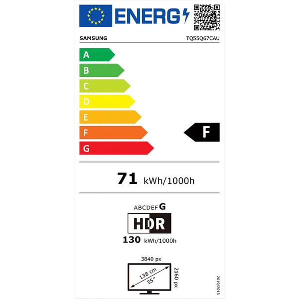 Televizor QLED Smart SAMSUNG 55Q67C, Ultra HD 4K, HDR, 138 cm, Clasa F, Negru