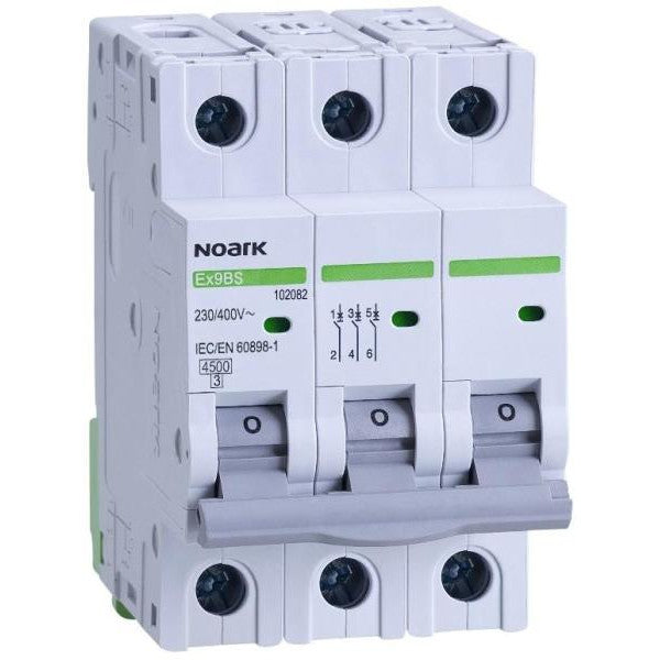 Siguranta electrica automata modulara Noark 102082, 3P, 3 module, 4.5 kA, caracteristica B, 32 A