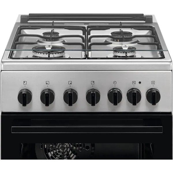 Aragaz Electrolux LKK520002X, Mixt, 4 arzatoare gaz, Cuptor electric multifunctional,Aprindere integrata, Grill electric, Clasa A, 50 cm, Inox