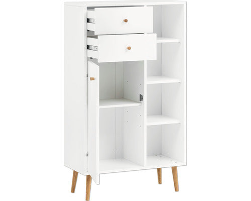 Dulap Baie Asezat Jonte 670, 1 Usa 2 Sertare, PAL, 67,1x118,9 cm, Alb