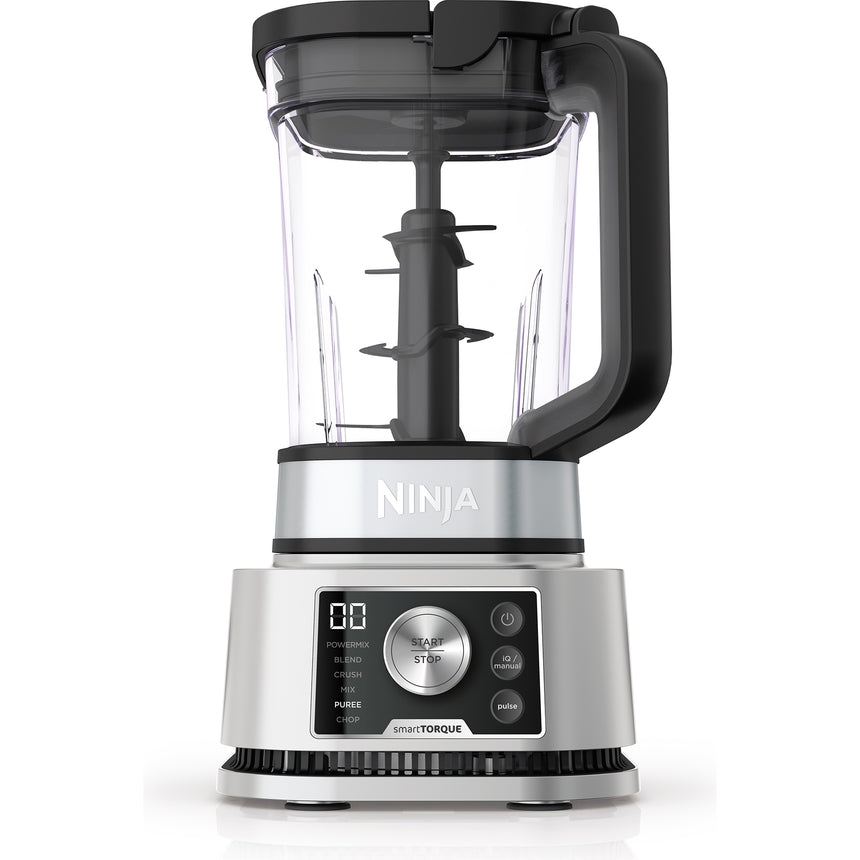 Blender Ninja Foodi Power Nutri 3-in-1 cu motor cu cuplu inteligent si 6 programe Auto-IQ, CB350EU 1200 W, bol de 2.1 L, cana de 700 ml si bol de 400 ml, negru/argintiu