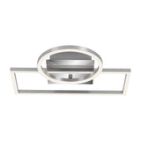 Lustra LED integrat Briloner Leuchen Frame Circle, 19.6W, 1500 lumeni, lumina calda (3000K), dimmabil in trepte cu functie de memorie, 38x31x7.5 cm, Crom Aluminiu