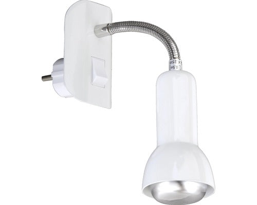 Lampa pentru citit Briloner Fiche, cu intreruaptor, brat flexibil, E14, max. 1x25W, 22x14 cm, Alb