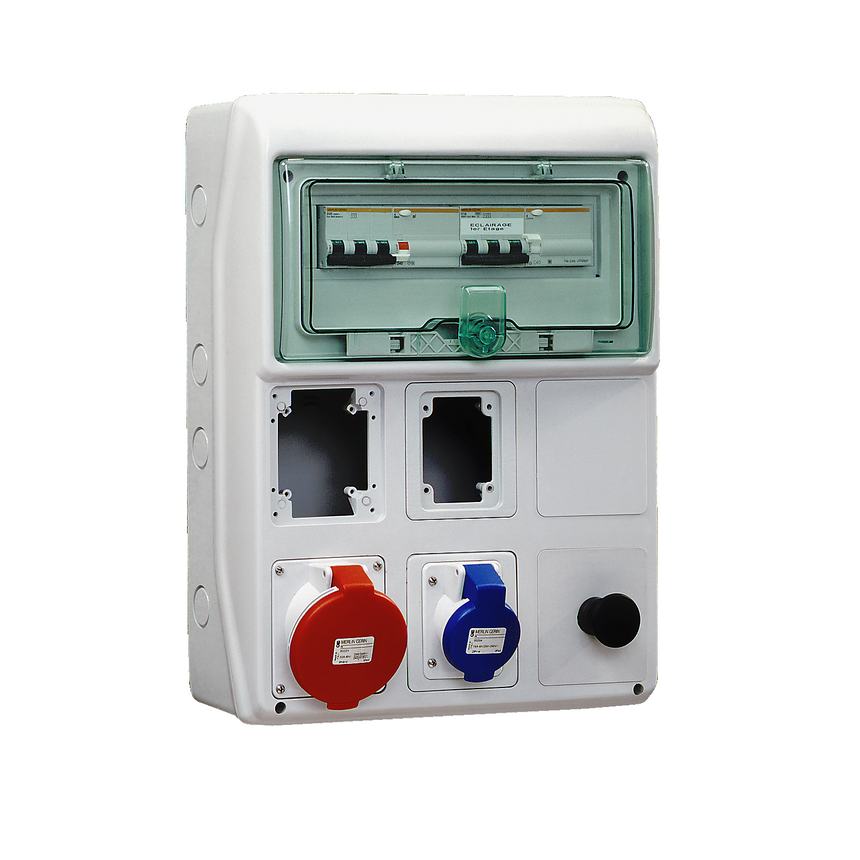 Tablou electric (cofret) Schneider Electric Kaedra 13181, 13 module, montaj aparent, cu 6 doze pentru prize/intrerupatoare, IP65