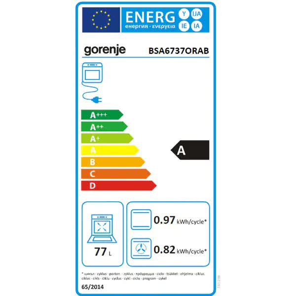 Cuptor Incorporabil GORENJE BSA6737ORAB, Electric, Autocuratare Catalitica, 77 l, Clasa A, Negru
