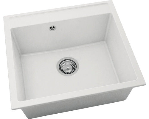 Chiuveta Bucatarie Cu O Cuva Fat Avangard 226 56x51 Cm, Fara Picurator, Fatgranit Pure White