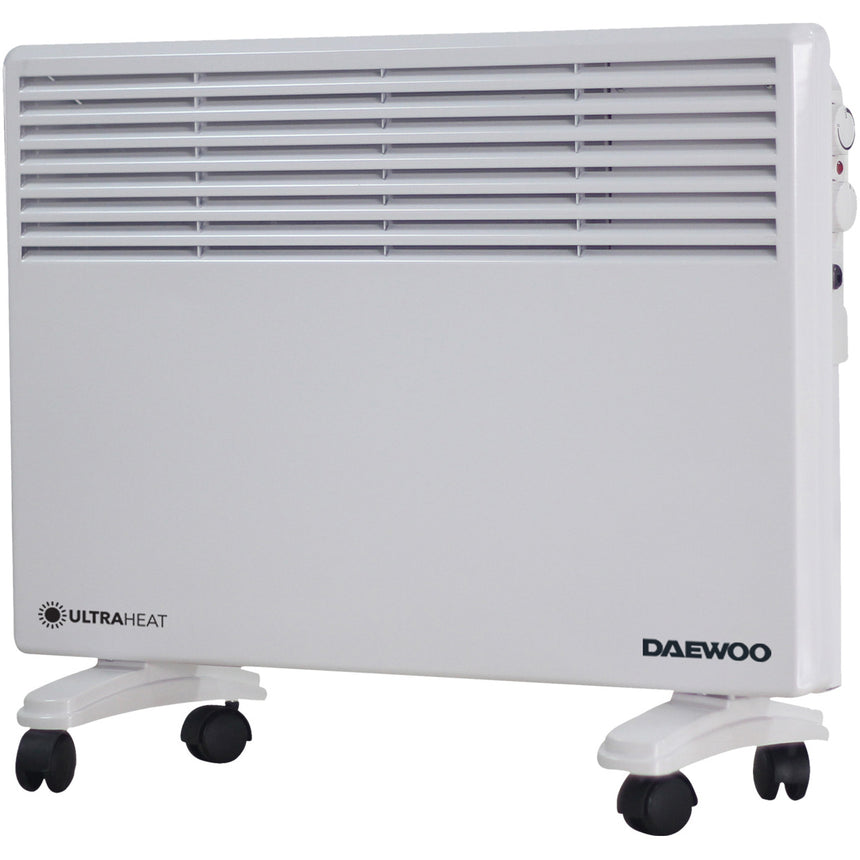 Convector electric Daewoo DPH1500W, 1500 W, 2 trepte de putere, Protectie la supraincalzire, Termostat reglabil, Indicator luminos , Alb