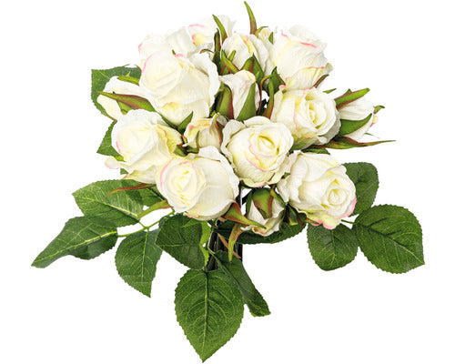 Buchet Artificial Trandafiri H 29 Cm Alb