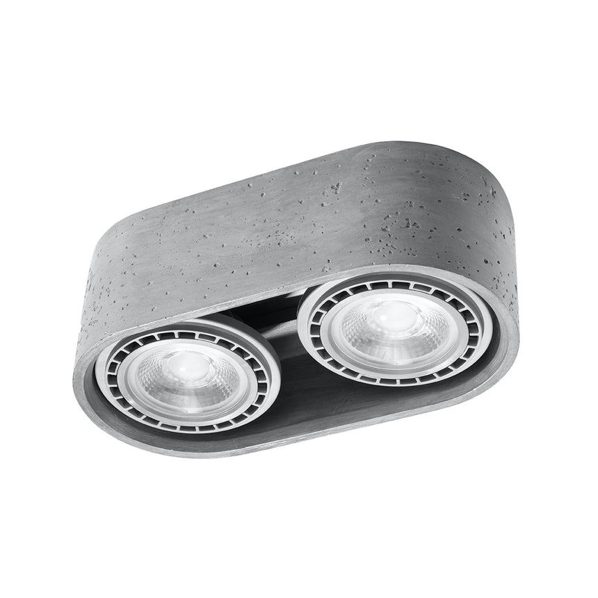 Lampa de tavan Basic gri beton 2 becuri rotunde industriale de interior