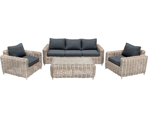 Set Mobilier Gradina Premium Luxur Poliratan 4 Piese 5 Locuri Gri
