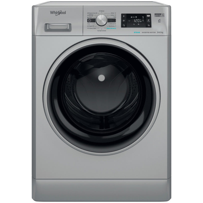 Masina de spalat rufe cu uscator Whirlpool FFWDB964489SBSVEE, 9 kg spalare, 6 kg uscare, 1400 rpm, FreshCare+, 6th Sense, Motor Inverter, Steam Refresh , Clasa A, Gri