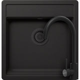 Kit chiuveta bucatarie Schock Nemo N-100S 490 x 510 mm Cristalite Nero cu parti vizibile negru si baterie Schock Prima negru