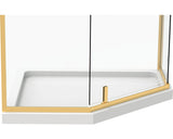 Cabina de dus patrata Belform Fortuna 90x90x195 cm, sticla securizata transparenta, 2 usi glisante, profil auriu