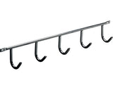 Cuier De Perete Cu 5 Carlige Hettich Budget 350x52x35 Mm, Otel Vopsit Negru