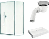 Set Cabina de Dus Dreptunghiulara Radaway Alienta DWJ+S cu Cadita de Dus si Sifon, 120x90 cm, Sticla Transparenta, Profil Crom