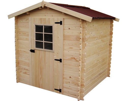 Casuta De Gradina Habrita Fara Podea Lemn Masiv Rasinoase 205x199 Cm Natur