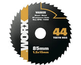 Disc Debitare Worx Versacut Ø85x1, 2x15 Mm, 44 Dinti, Pentru Fierastraie Circulare Mini