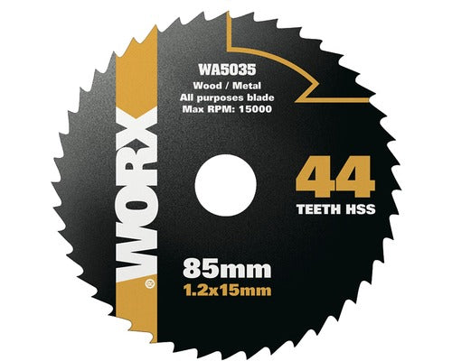 Disc Debitare Worx Versacut Ø85x1, 2x15 Mm, 44 Dinti, Pentru Fierastraie Circulare Mini