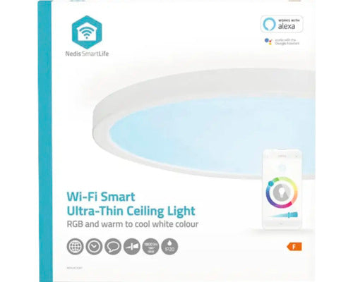 Plafoniera Cu Led Integrat Nedis Smartlife 18w 1800 Lumeni, Lumina Rgb, Alba, Conexiune Wifi