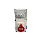 Tablou organizare electrica santier cablat Scame E1 633.RO0023, 5 module, montaj aparent, cu 1 priza trifazica si 2 prize simple cu impamantare, IP44