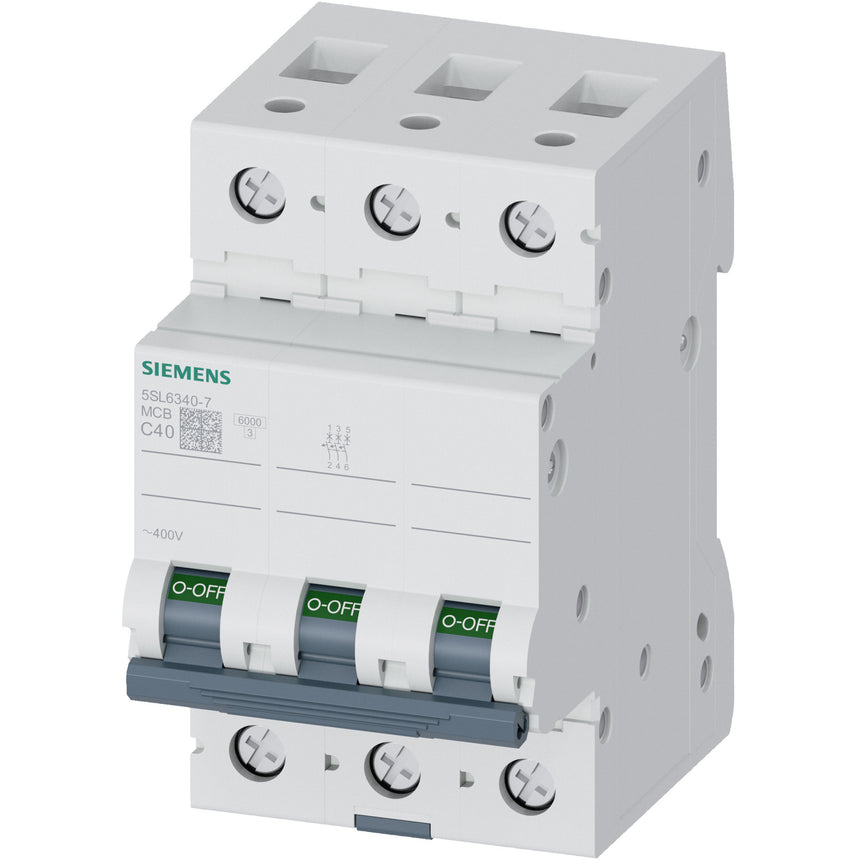 Siguranta electrica automata Siemens 5SL6340-7, latime 3 module, 6kA, 3P, caracteristica C, 40A