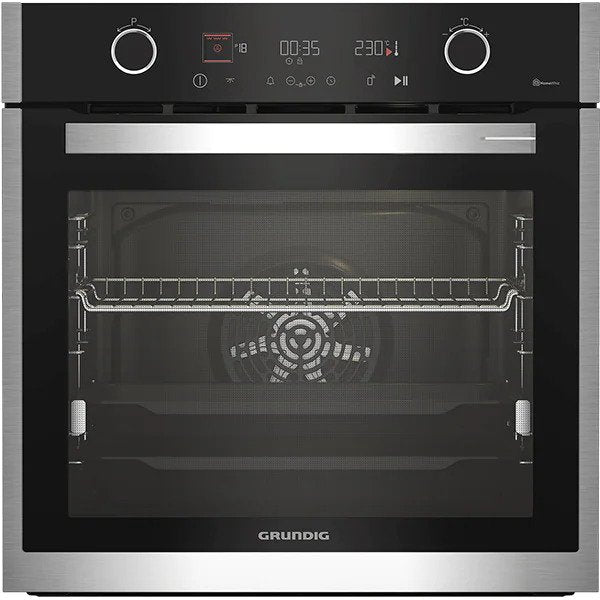 Cuptor incorporabil GRUNDIG GEBM19400BPHI, Electric, Autocuratare Pirolitica, 72 l, Clasa A+, HotAero Pro, Negru-Argintiu