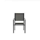 Scaun de gradina Barbana, metalic, cadru din aluminiu negru, culoare negru, 56 x 86 x 59 cm