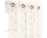 Draperie Cu Inele Transparenta, Ornamente, Alb/auriu 135x245 Cm