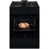 Aragaz Electrolux LKG504013K, Gaz, 4 arzatoare, Aprindere integrata plita si cuptor, Siguranta plita si cuptor, Autocuratare catalitica, Grill electric, Rotisor, Clasa A, 60 cm, Negru