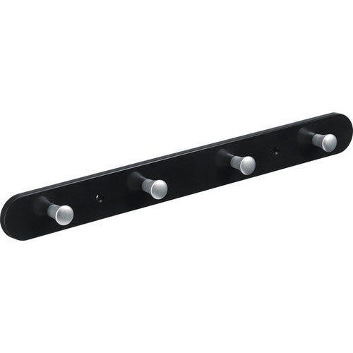 Cuier de perete, plastic, negru, cu 4 agatatori, 380x40x30 mm