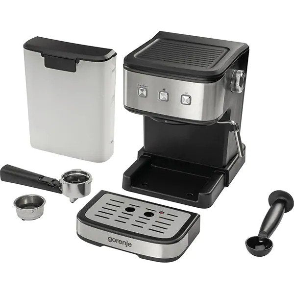 Espressor manual GORENJE ESCM12MBK, 1.5l, 850W, 15 bar, Negru-Argintiu