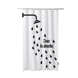 Perdea dus textila, Frandis, 180x200 cm, poliester, alb/negru, model Sous la douche
