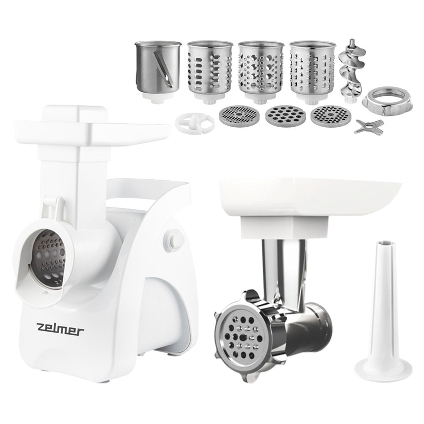 Masina de tocat carne Zelmer ZMM9802B, 2200 W, 2,5 kg capacitate de tocare pe minut, functie reverse, 3 discuri din otel inoxidabil, functionare silentioasa, interior metalic