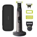 Aparat de ras (0,2mm) si tuns (0,4-10mm) PHILIPS OneBlade Pro QP6652/61, Fata&corp, pieptene cu 20 de setari de lungime (0,4-10 mm), 2 accesorii pentru corp, 2 lame 360, 120 min (Li-ion), trusa, cablu alimentare USB-A, fara adaptor priza