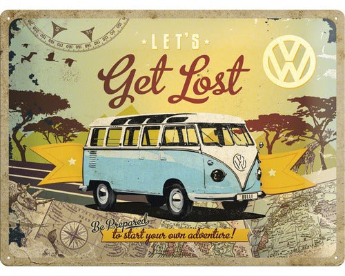 Tablou Metalic Decorativ Vw Bulli - Get Lost 30x40 Cm