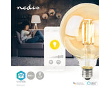 Bec Vintage Led Variabil Nedis E27 7w, Glob Clar, Durata De Viata 10.000 H, Lumina Calda, Conexiune Wifi