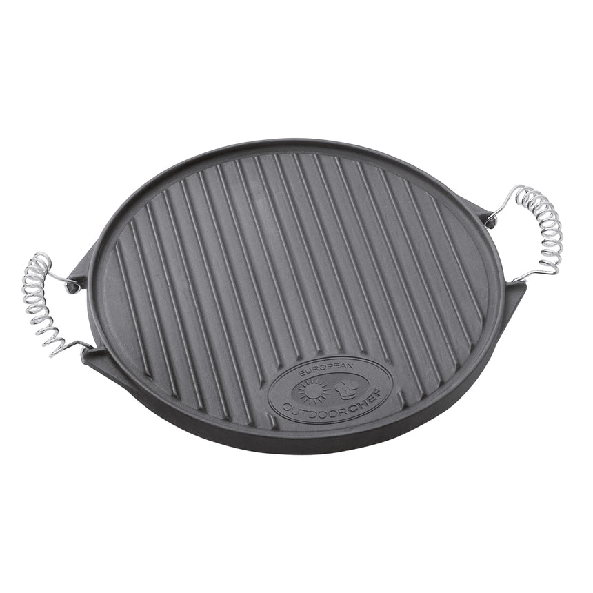 Plita fonta cu manere, cu 2 fete, neteda si striata, Ø 33 cm, OUTDOORCHEF