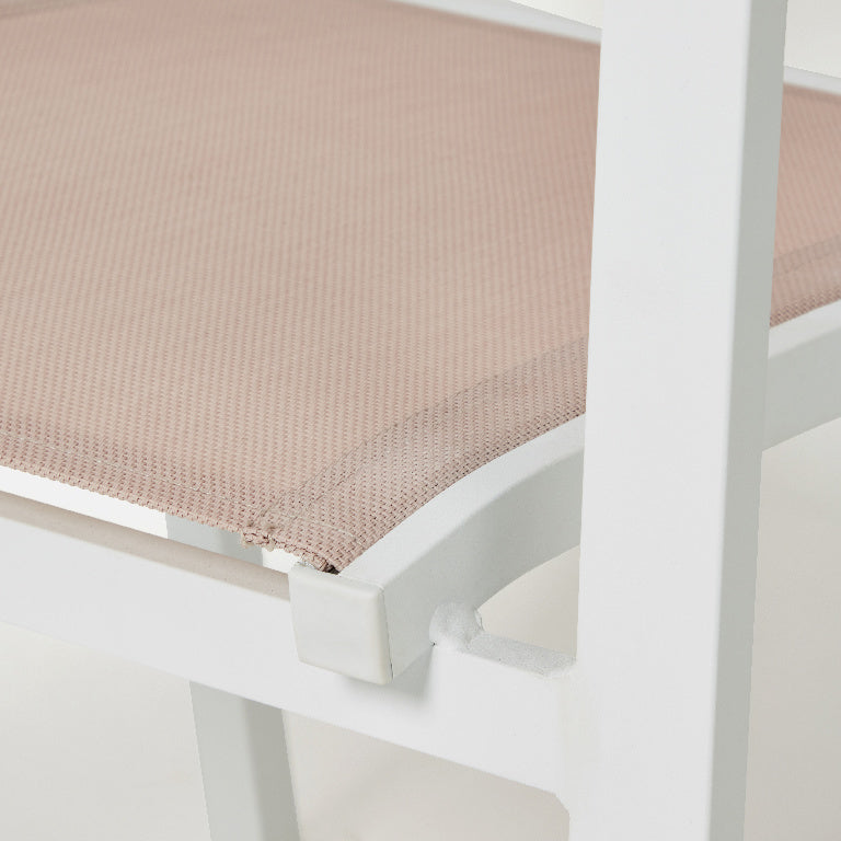 Scaun de gradina Barbana, metalic, cadru din aluminiu alb, culoare roz, 56 x 86 x 59 cm