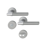 Maner usa interior, Hoppe Lecce, cu rozeta pentru baie, material aluminiu, crom lucios/satinat, 132 x 52mm