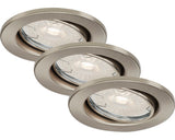 Spot Led Incastrat Dimm Gu10 5.5w Ø86 Mm, Becuri Led Incluse, Nichel Mat, Pachet 3 Bucati