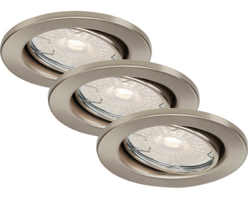 Spot Led Incastrat Dimm Gu10 5.5w Ø86 Mm, Becuri Led Incluse, Nichel Mat, Pachet 3 Bucati
