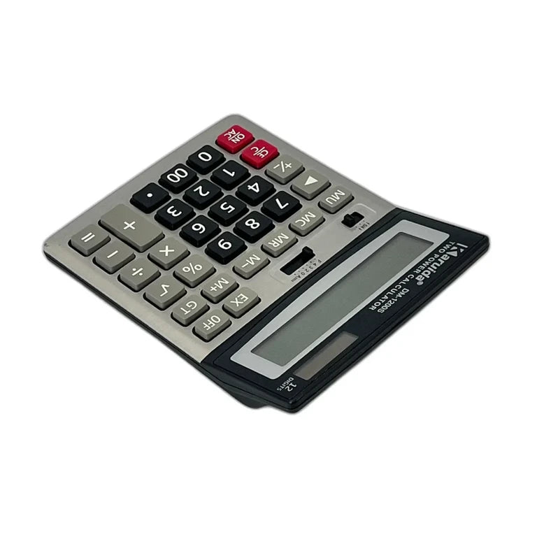Calculator de Birou Profesional 12 Digits, Alimentare Duală Solară și Baterie, Display Mare și Clar