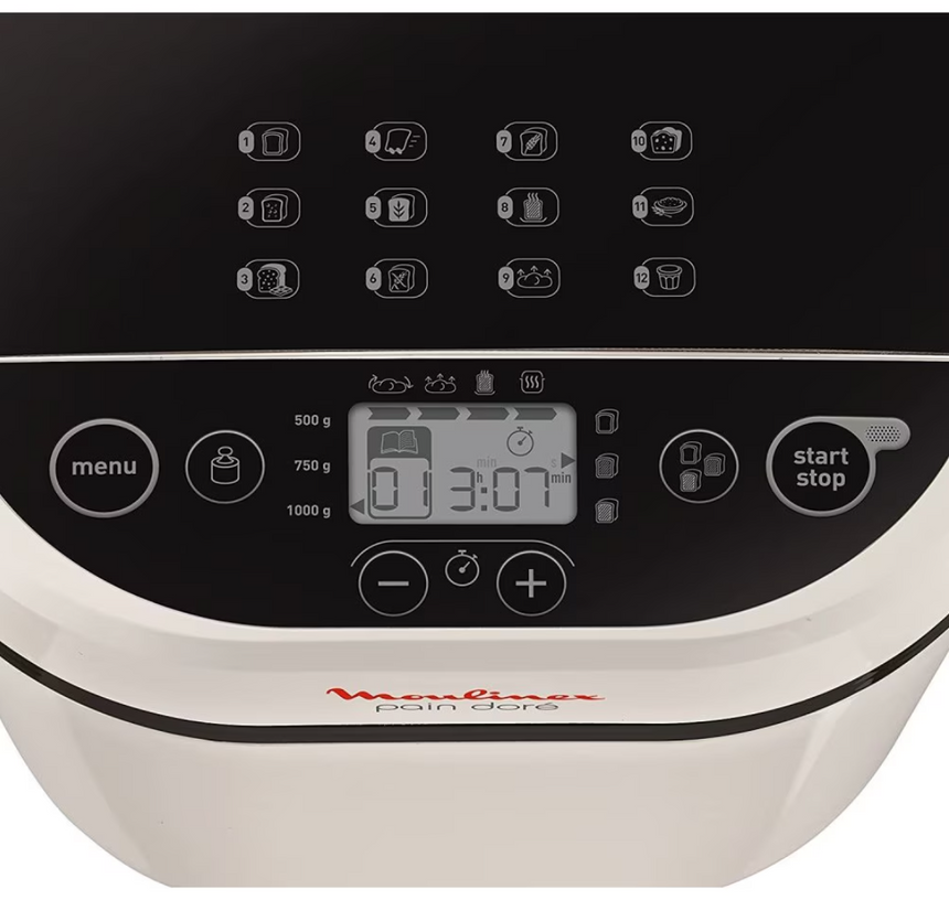 Mașină de Făcut Pâine Moulinex Pain Doré OW210130, 720W, 1 kg, 12 Programe, 3 Niveluri Rumenire, Alb