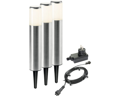 Set Stalpi Cu Led Integrat Loreto 90 Lumeni 3000k, Otel, 3 Bucati