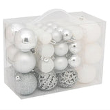 Globuri Craciun, Value Pack, Set 50 Bucati, Culoare Argintiu/Alb, Dimensiuni 3-4-6 cm, Material Plastic