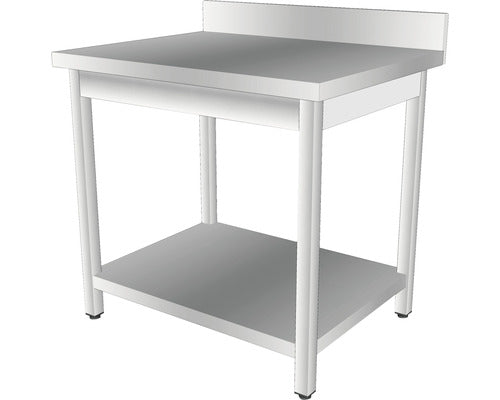 Masa Inox cu Rebord cu 1 Polita 130x60x85 cm