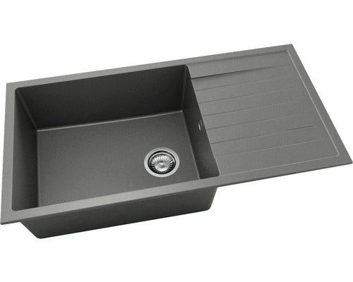 Chiuveta Bucatarie Cu O Cuva Fat Avangard 230 95x49 Cm, Cu Picurator, Fatgranit Basalt