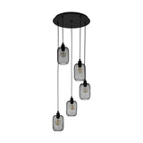Pendul vintage WRINGTON, EGLO, E27, 5x60W, otel, negru, 150 x 54 cm, inaltime reglabila